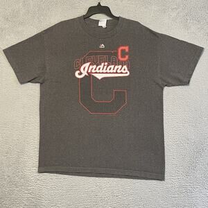 Cleveland Indians Chief Wahoo T-Shirt Mens Unsized Gray MLB Majestic